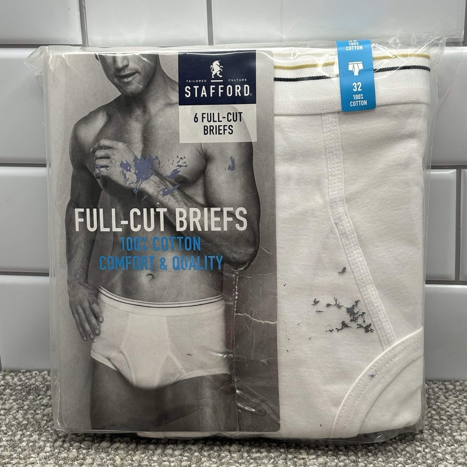 Stafford Underwear For Men White Full Cut Briefs Sz 32 Six Pair New Cotton Comfy